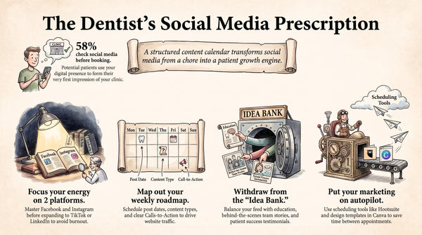 Social Media Content Calendar and Idea Bank for Dental Clinics