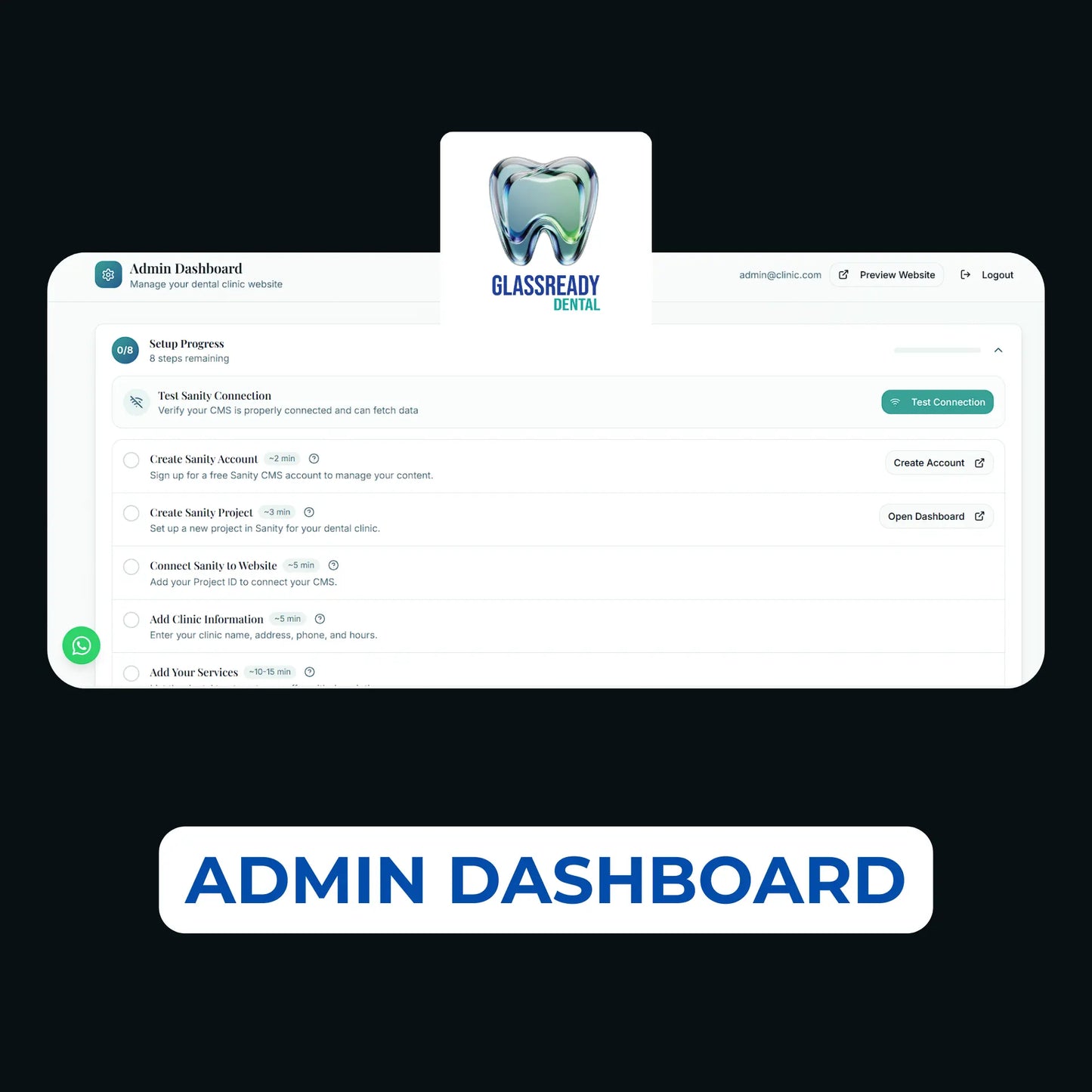 GlassReady- Dental Clinic Website Template: Glassmorphism UI, React-Based The Smile Inc.