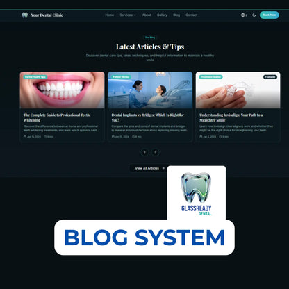 GlassReady- Dental Clinic Website Template: Glassmorphism UI, React-Based The Smile Inc.