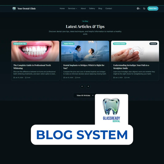 GlassReady- Dental Clinic Website Template: Glassmorphism UI, React-Based The Smile Inc.