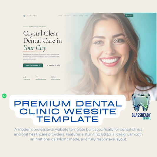 Dental Clinic Website Template | Admin Dashboard + WhatsApp Booking | React | No-Code Editable | Instant Download