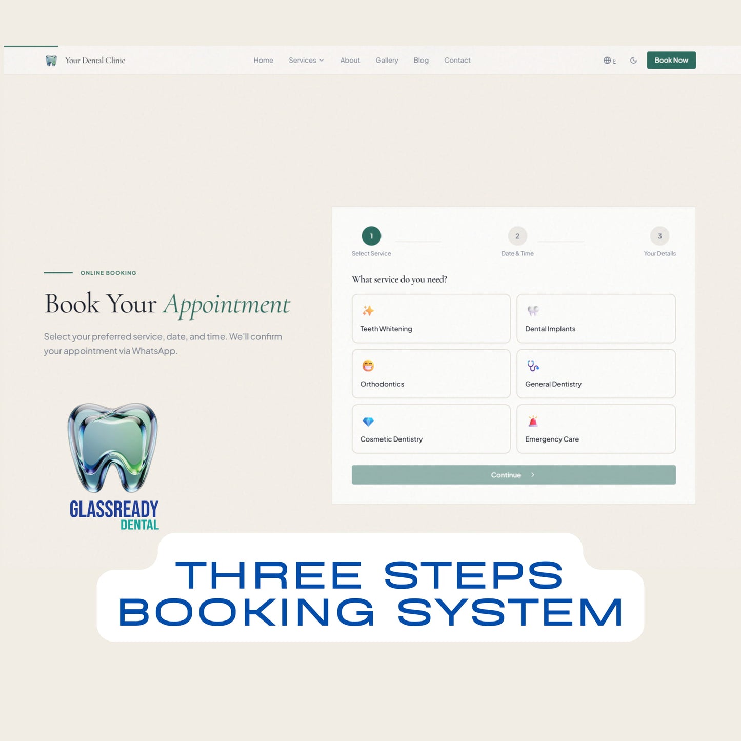 Dental Clinic Website Template | Admin Dashboard + WhatsApp Booking | React | No-Code Editable | Instant Download