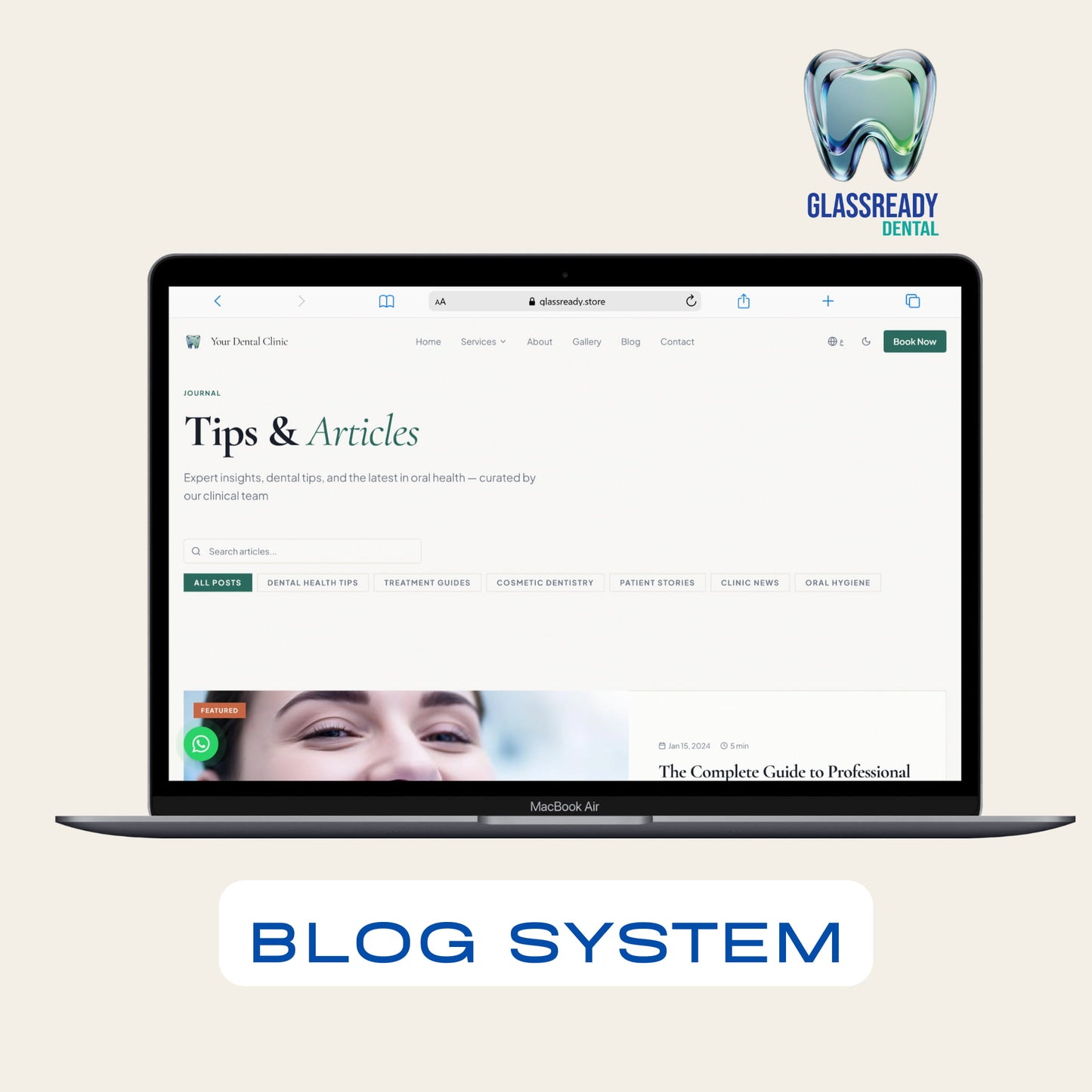 Dental Clinic Website Template | Admin Dashboard + WhatsApp Booking | React | No-Code Editable | Instant Download