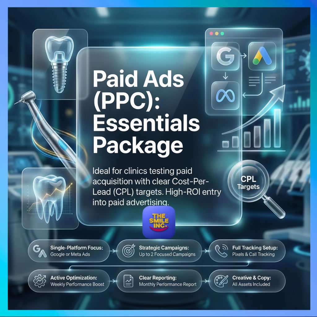 Paid Ads (PPC) Essentials package for dental clinics