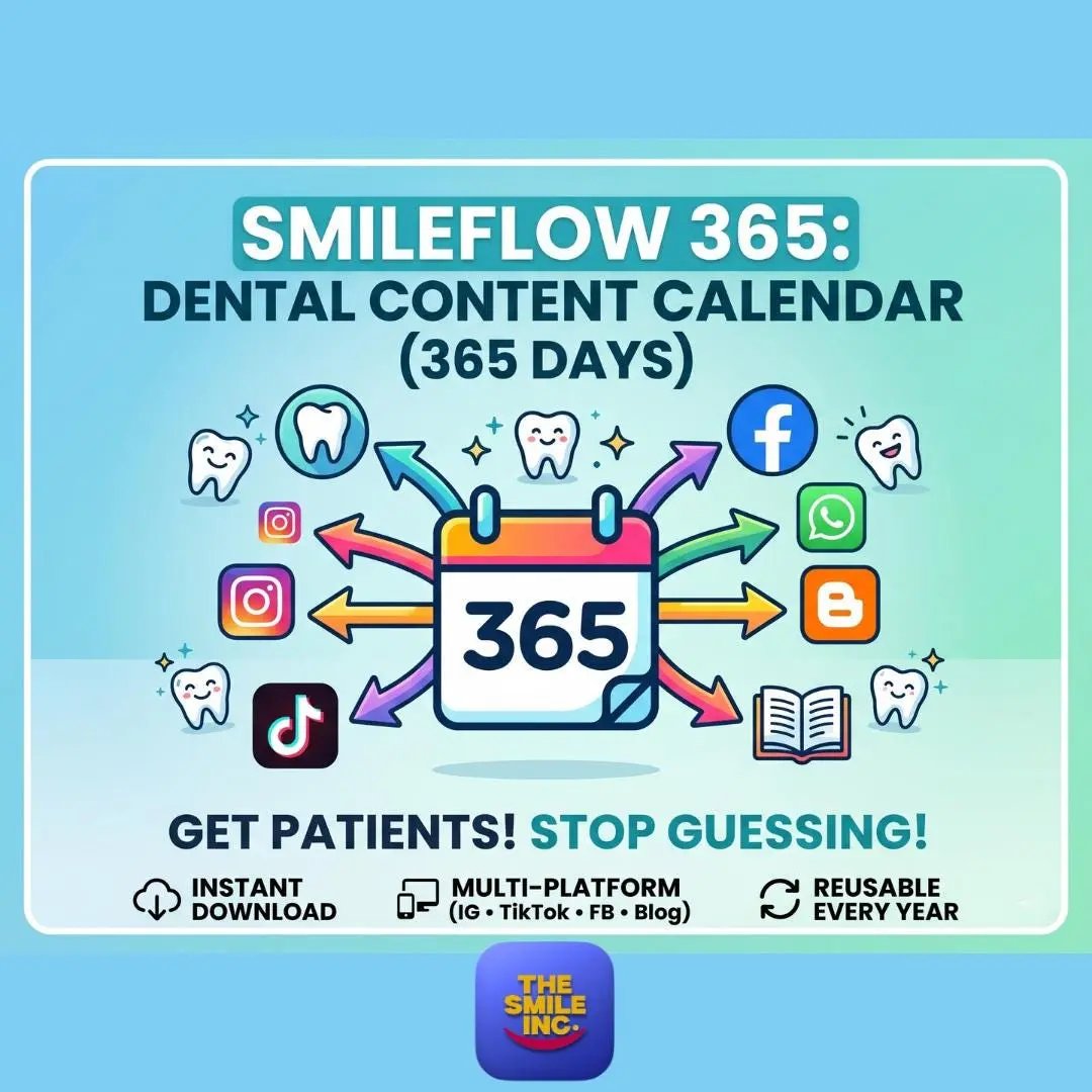 Dental Content Calendar, 365 Days Social Media Plan (Digital Download) The Smile Inc.